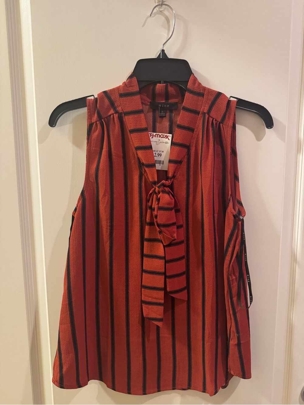 TJ Maxx Orange and Blue Striped Top NWT